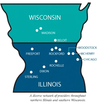 Map of NIHP service area covering northern Illinois and southern Wisconsin